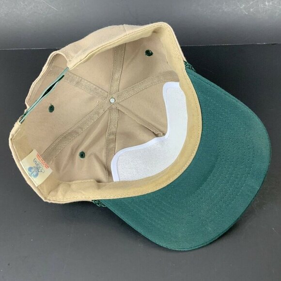 Vintage 80s Tom The Dollar Man Snapback Hat Cap Rope Accent Beige Green - Picture 6 of 7